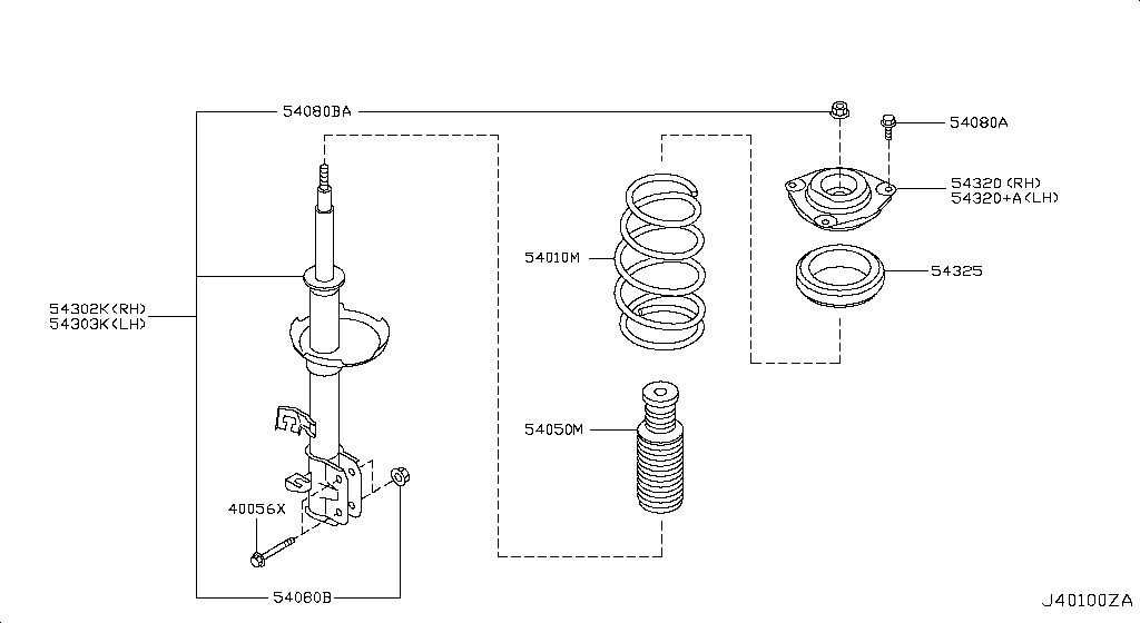 Strut Kit-Front Nissan, E4C02-1JY0A Genuine OEM Part for Nissan - GK Auto Parts