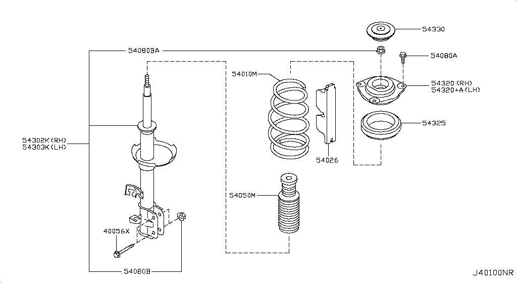 Strut Kit-Front Nissan, E4C02-1JY0A Genuine OEM Part for Nissan - GK Auto Parts