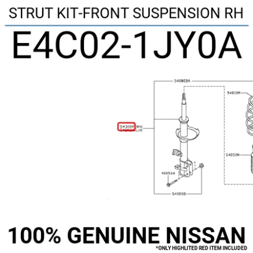 Strut Kit-Front Nissan, E4C02-1JY0A Genuine OEM Part for Nissan - GK Auto Parts